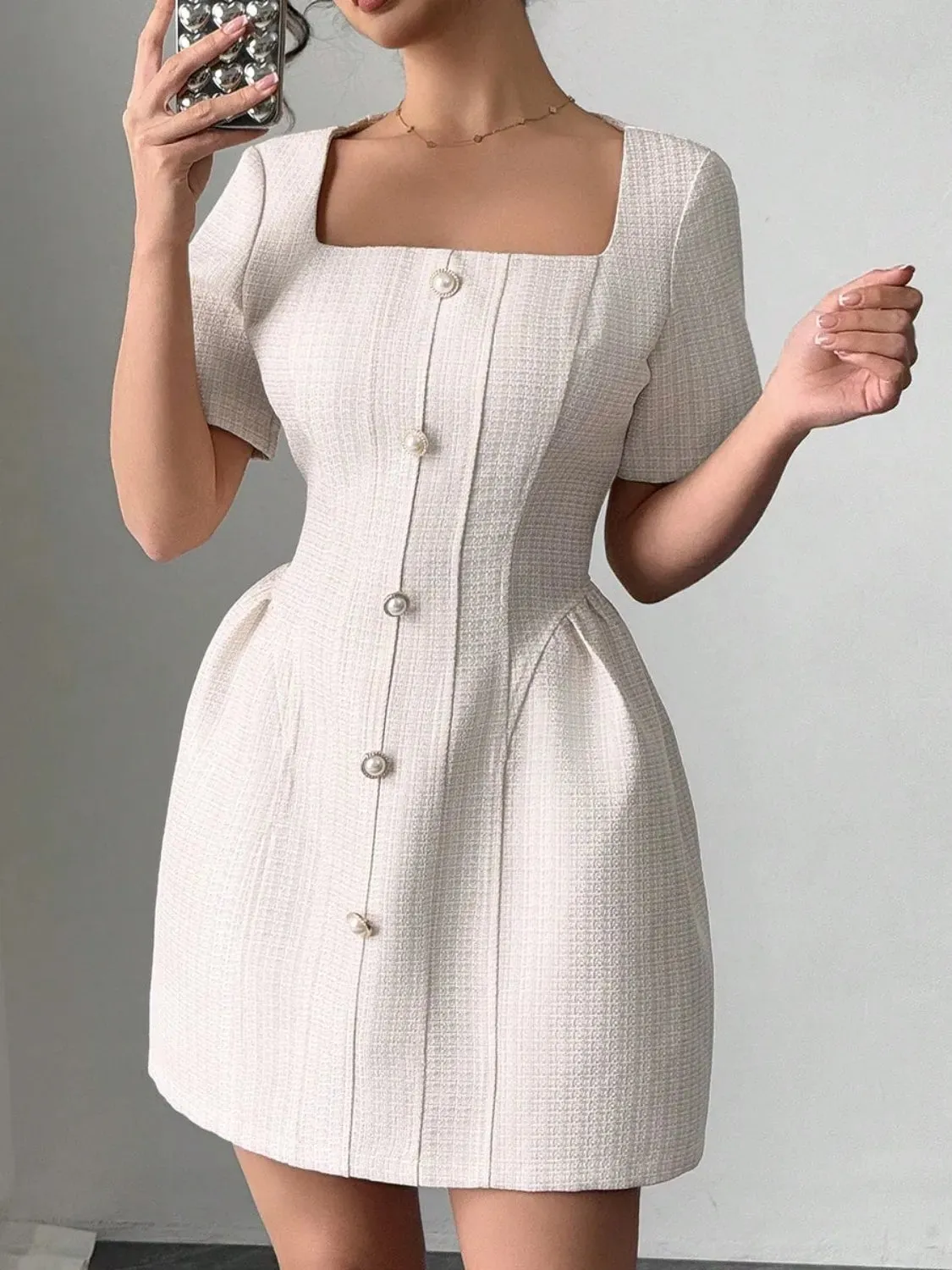 Square Neck Short Sleeve Mini Dress sold by Gigi Laurent product image thumbnail 2