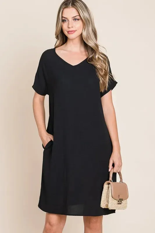 BOMBOM V-Neck Short Sleeve Dress with Pockets sold by Gigi Laurent product image thumbnail 2
