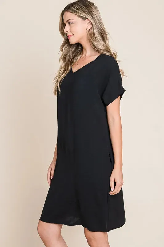 BOMBOM V-Neck Short Sleeve Dress with Pockets sold by Gigi Laurent product image thumbnail 4