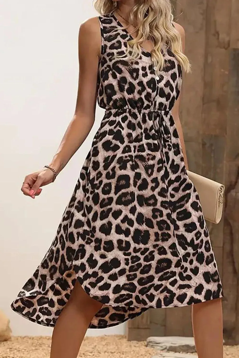 Leopard V-Neck Sleeveless Dress sold by Gigi Laurent product image thumbnail 5