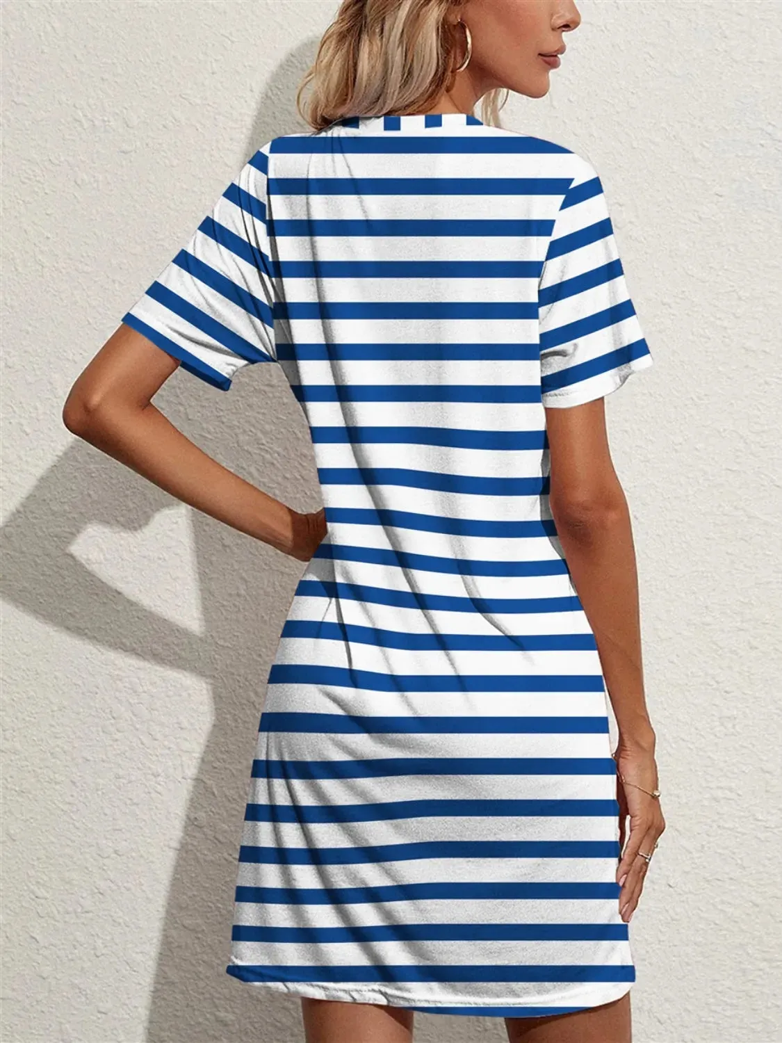 Contrast Striped Round Neck Short Sleeve Dress sold by Gigi Laurent product image thumbnail 2
