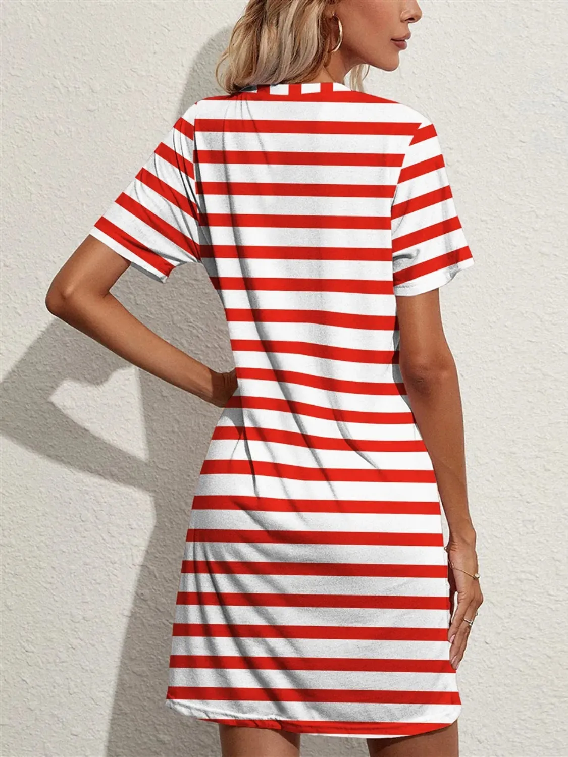 Contrast Striped Round Neck Short Sleeve Dress sold by Gigi Laurent product image thumbnail 5