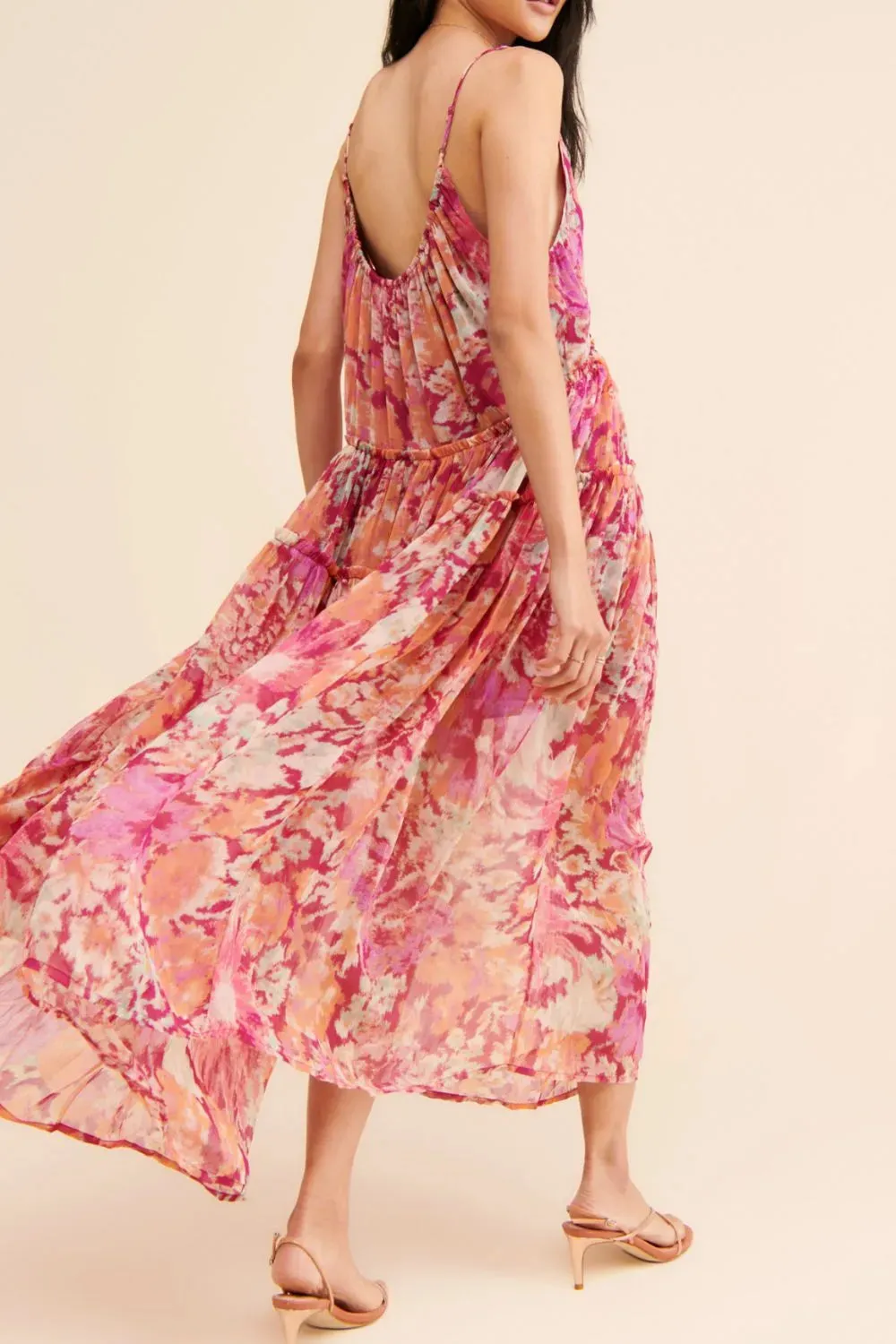 Frill Printed V-Neck Midi Dress sold by Gigi Laurent product image thumbnail 2