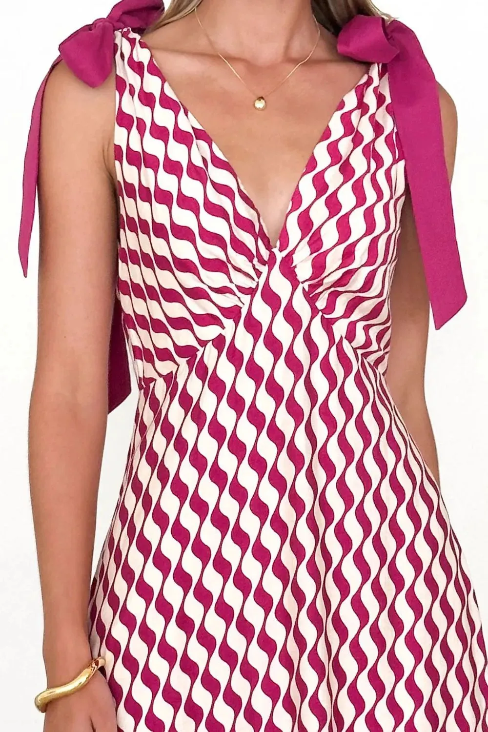 Printed V-Neck Tie Shoulder Midi Cami Dress sold by Gigi Laurent product image thumbnail 4