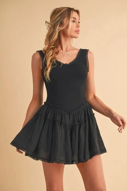 Aemi+Co Frill Sleeveless Drop Waist Mini Dress sold by Gigi Laurent product image thumbnail 4