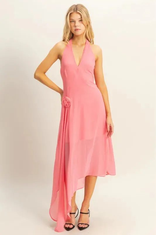 HYFVE Chiffon Halter Asymmetrical Hem Dress sold by Gigi Laurent