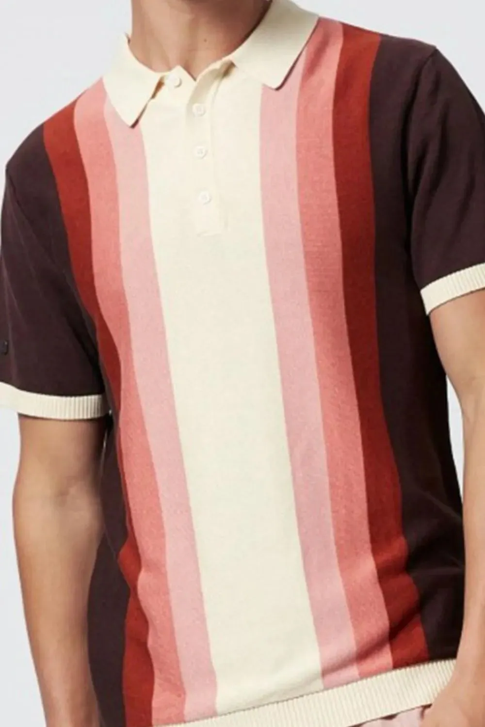 Men's Plus Size Contrast Striped Short Sleeve Polo sold by Gigi Laurent product image thumbnail 3