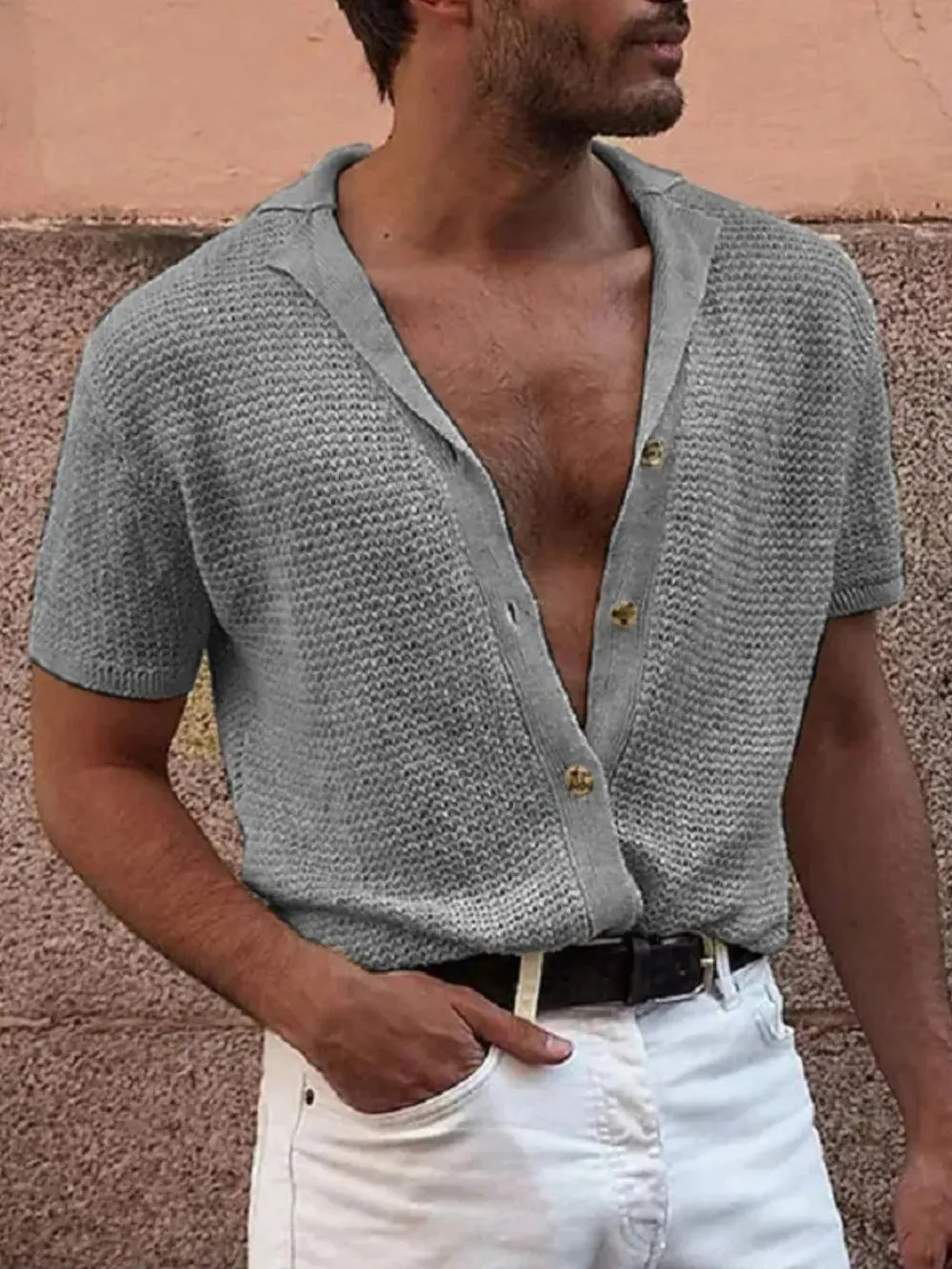 Men's Full Size Button Down Short Sleeve Shirt Plus Size sold by Gigi Laurent product image thumbnail 3