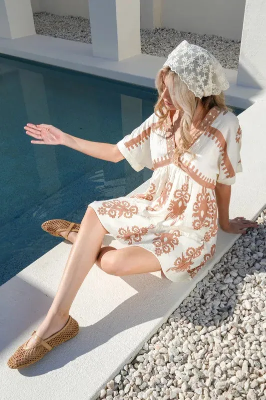 VERY J Printed V-Neck Woven Mini Dress sold by Gigi Laurent