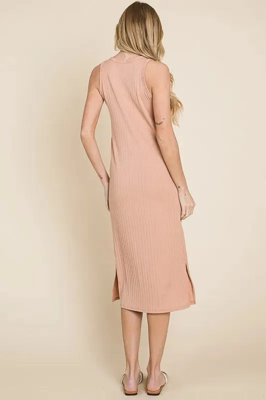 BOMBOM Ribbed Knit Sleeveless Midi Dress sold by Gigi Laurent product image thumbnail 5
