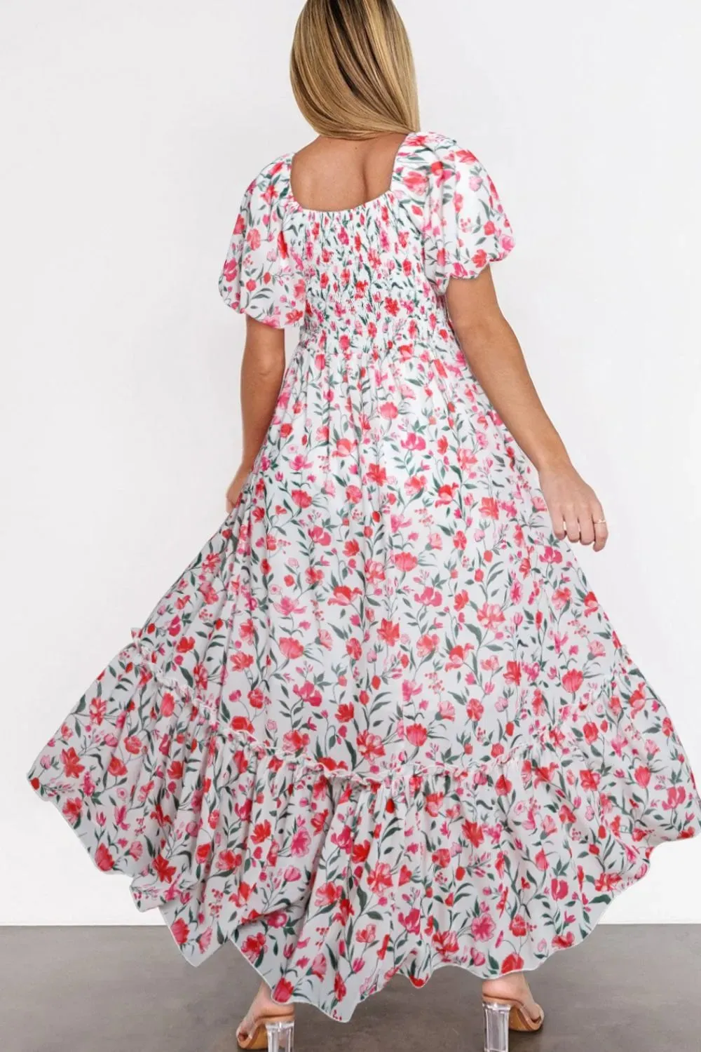 Floral Short Puff Sleeve Tiered Dress sold by Gigi Laurent product image thumbnail 2