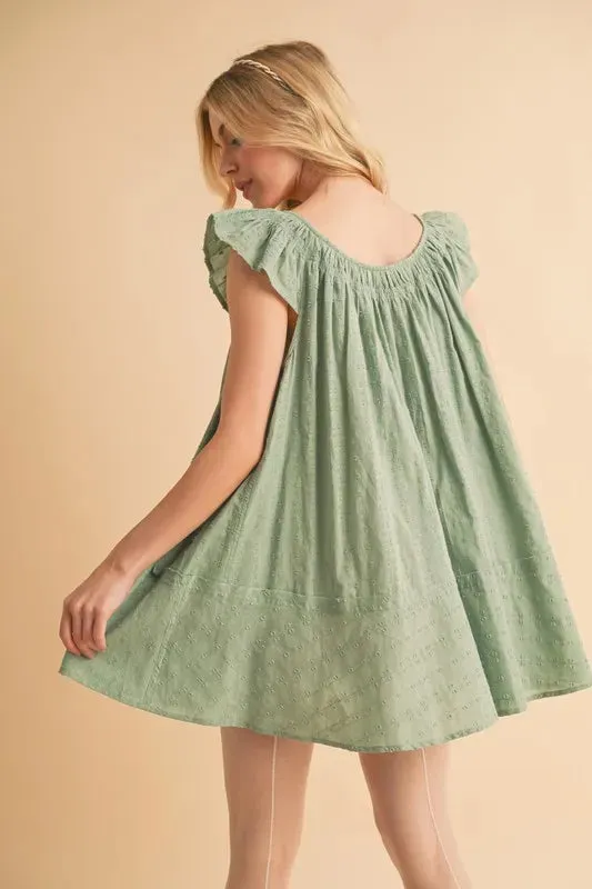 Aemi+Co Ruffled Cap Sleeve Cotton Tunic Mini Dress sold by Gigi Laurent product image thumbnail 2