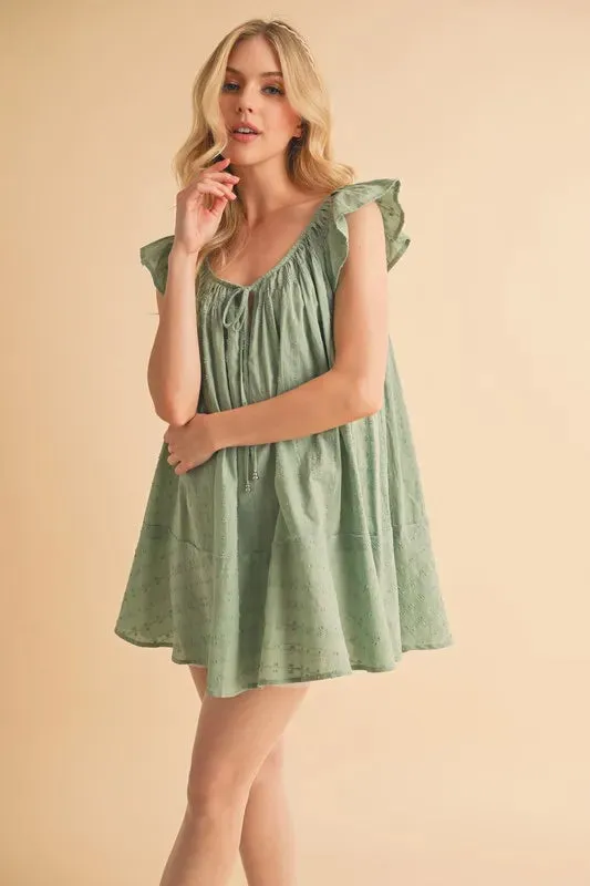 Aemi+Co Ruffled Cap Sleeve Cotton Tunic Mini Dress sold by Gigi Laurent product image thumbnail 3