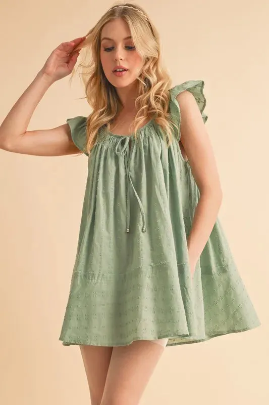 Aemi+Co Ruffled Cap Sleeve Cotton Tunic Mini Dress sold by Gigi Laurent