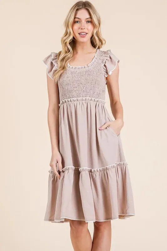 Lime 'N' Chili Ruffle Trim Smocked Dress with Contrast sold by Gigi Laurent product image thumbnail 5