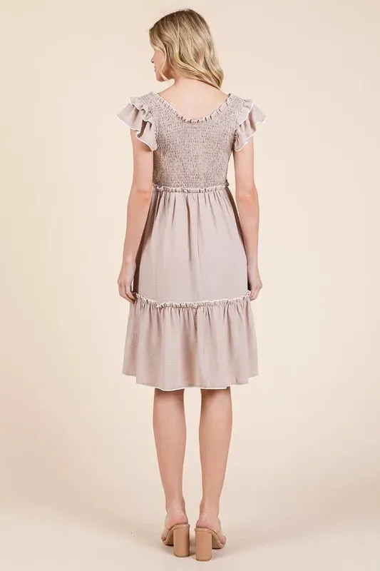 Lime 'N' Chili Ruffle Trim Smocked Dress with Contrast sold by Gigi Laurent product image thumbnail 3