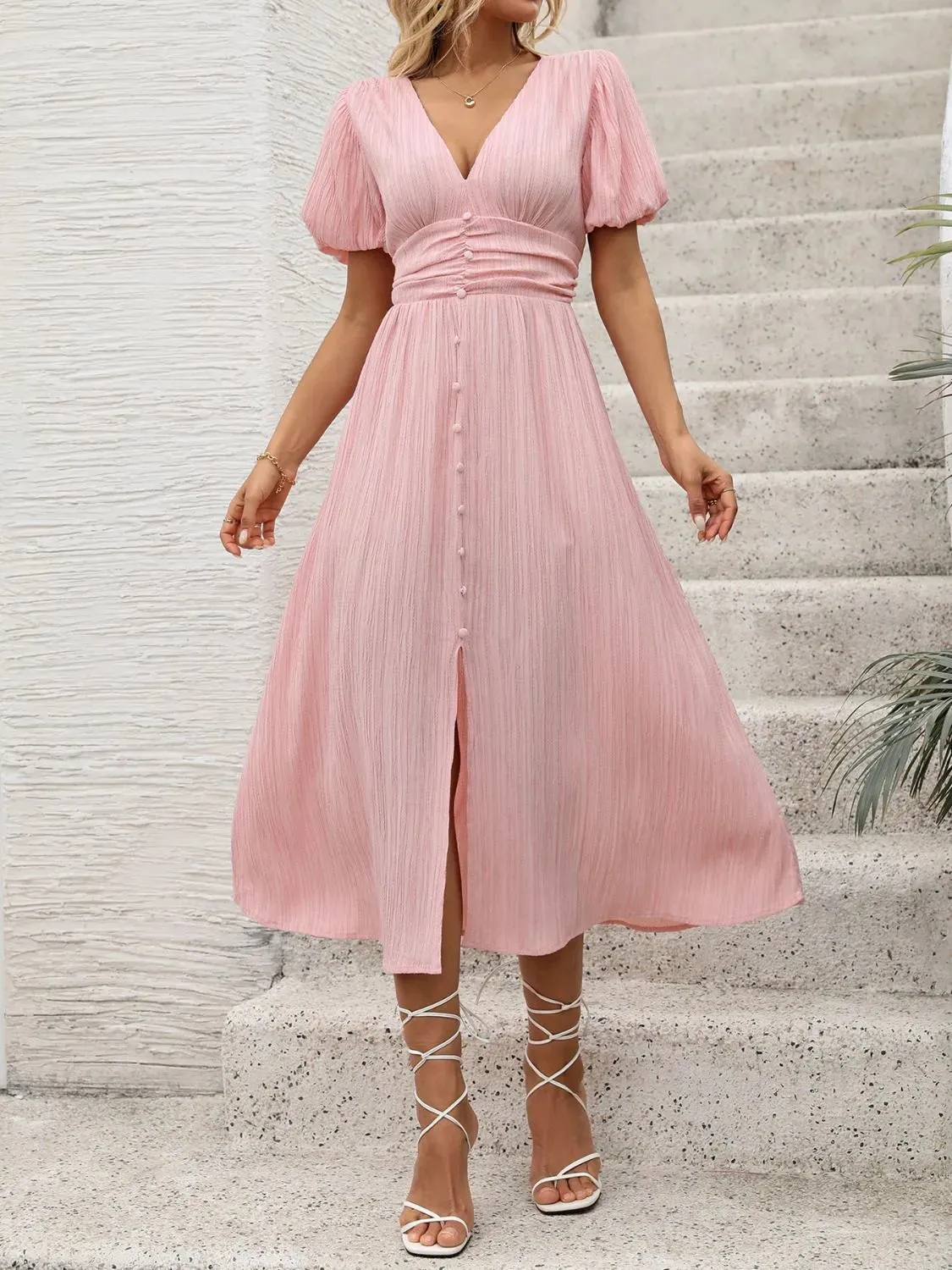 V-Neck Puff Sleeve Dress sold by Gigi Laurent