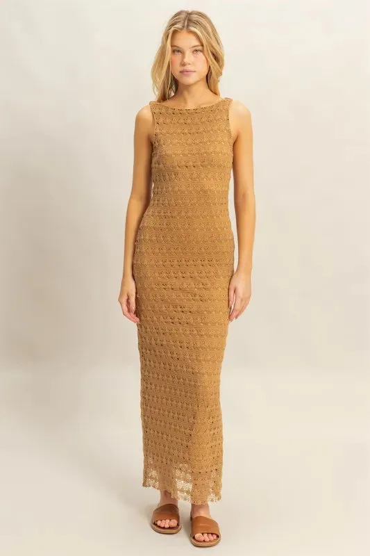HYFVE Sleeveless Crochet Open Back Maxi Dress sold by Gigi Laurent