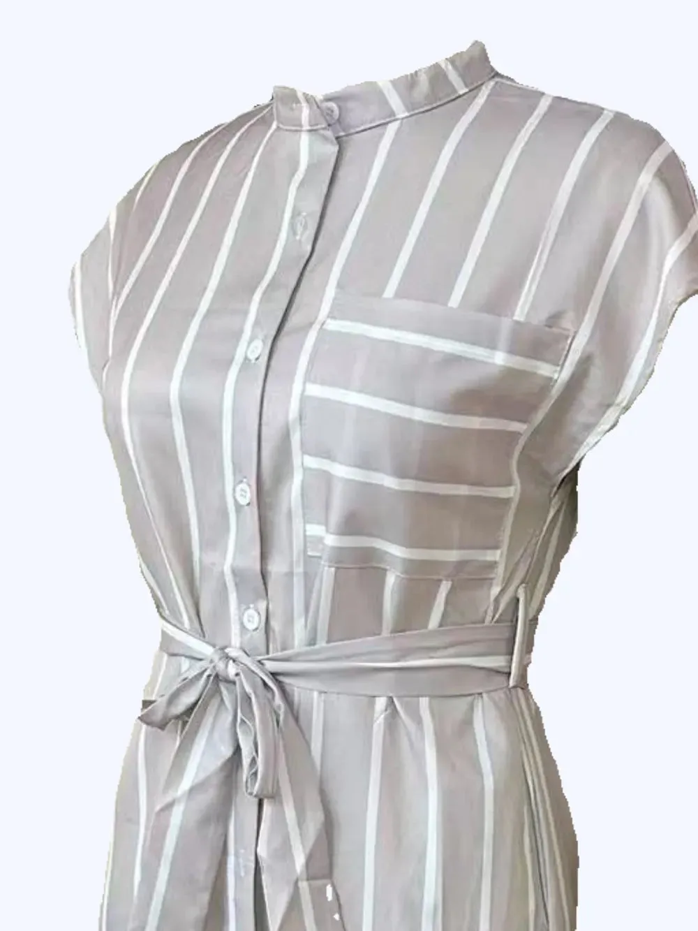 Striped Tie Waist Short Sleeve Dress sold by Gigi Laurent product image thumbnail 4