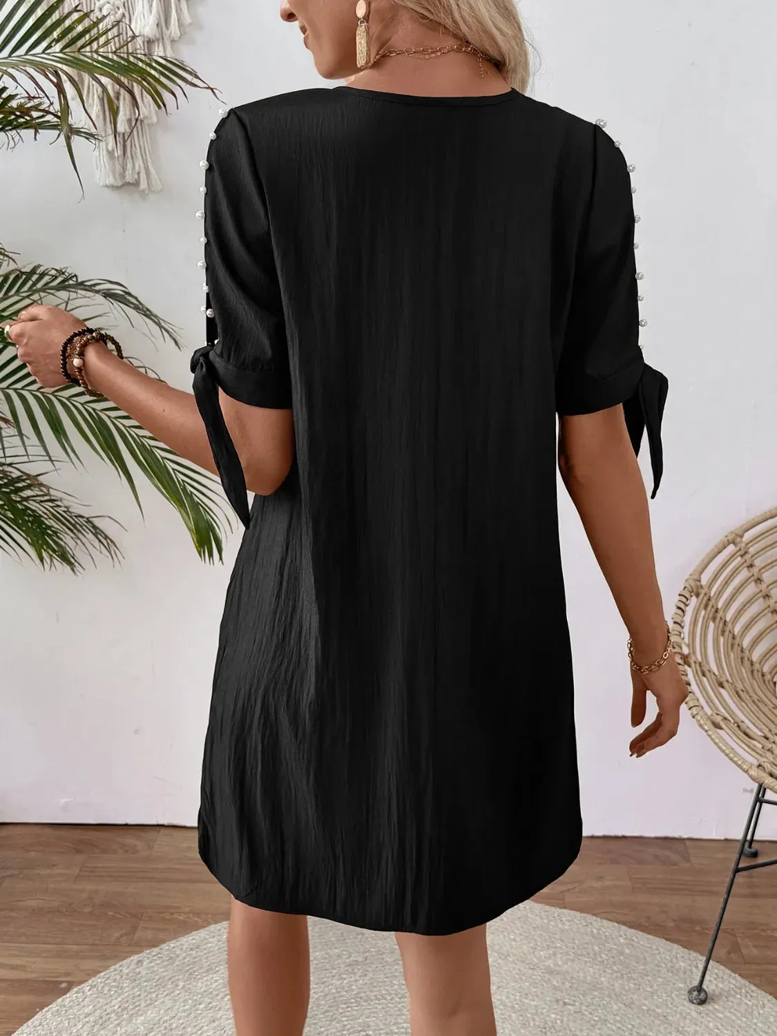 Cutout Pearl Detail V-Neck Mini Dress sold by Gigi Laurent product image thumbnail 5