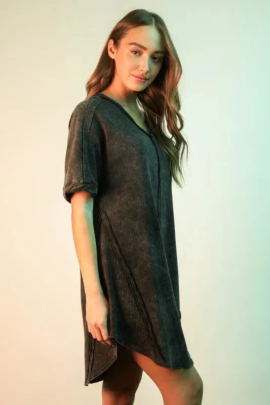VERY J Mineral Washed Ribbed Knit Mini Dress sold by Gigi Laurent product image thumbnail 2
