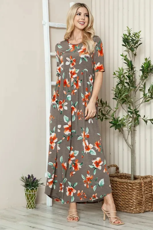 BOMBOM Floral Round Neck Short Sleeve Maxi Tee Dress sold by Gigi Laurent product image thumbnail 2
