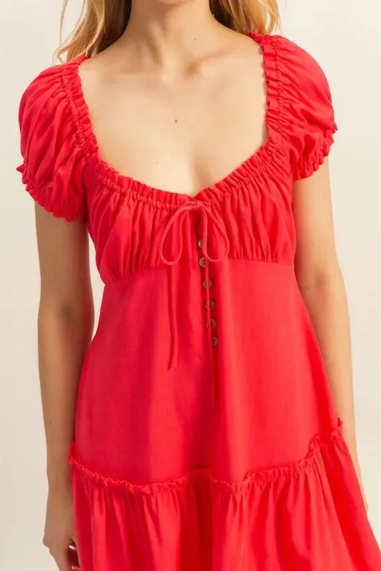 HYFVE Ruched Frill Tiered Short Sleeve Mini Dress sold by Gigi Laurent product image thumbnail 5
