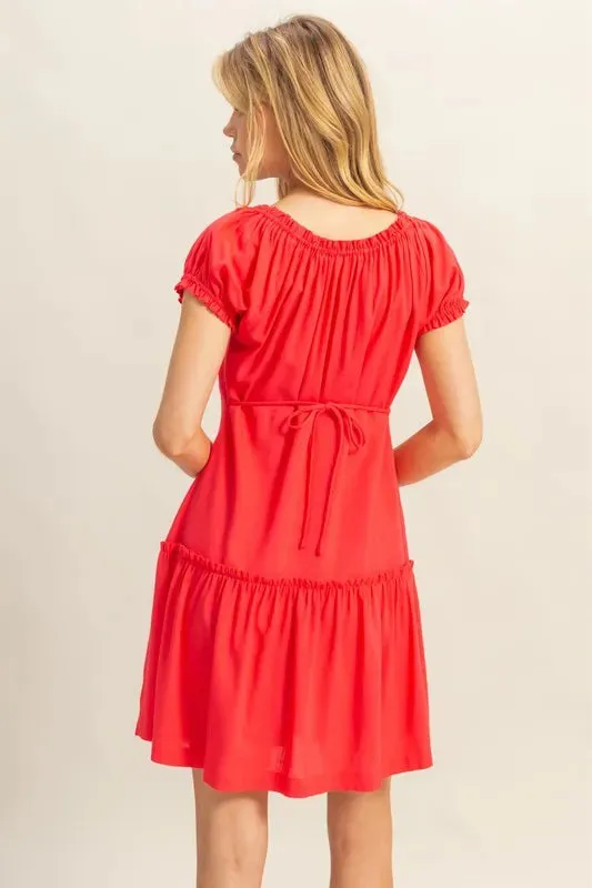 HYFVE Ruched Frill Tiered Short Sleeve Mini Dress sold by Gigi Laurent product image thumbnail 4