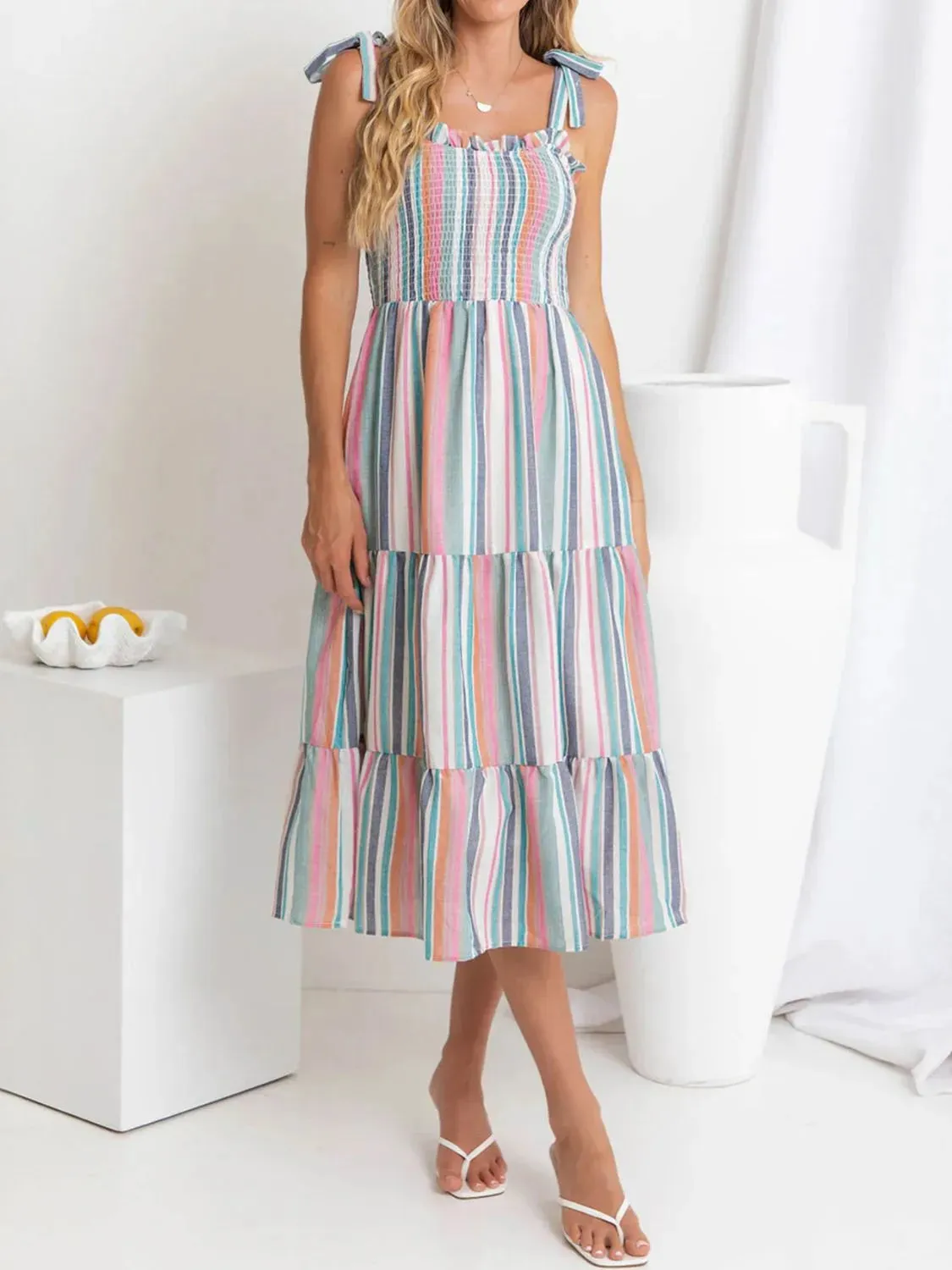 Contrast Striped Square Neck Cami Dress sold by Gigi Laurent
