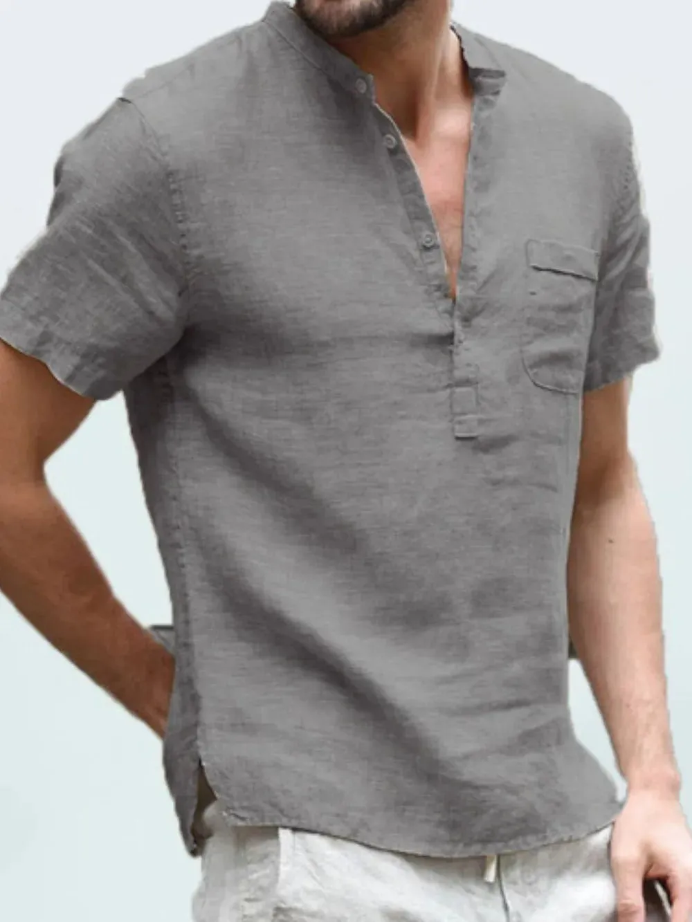 Men's Full Size Half Button Short Sleeve Polo Plus Size sold by Gigi Laurent product image thumbnail 5