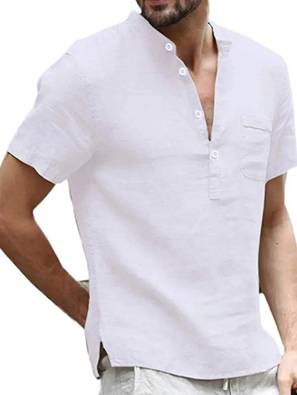 Men's Full Size Half Button Short Sleeve Polo Plus Size sold by Gigi Laurent product image thumbnail 4