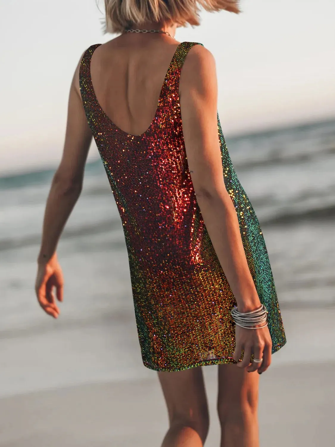 Sequin Scoop Neck Mini Dress sold by Gigi Laurent product image thumbnail 3