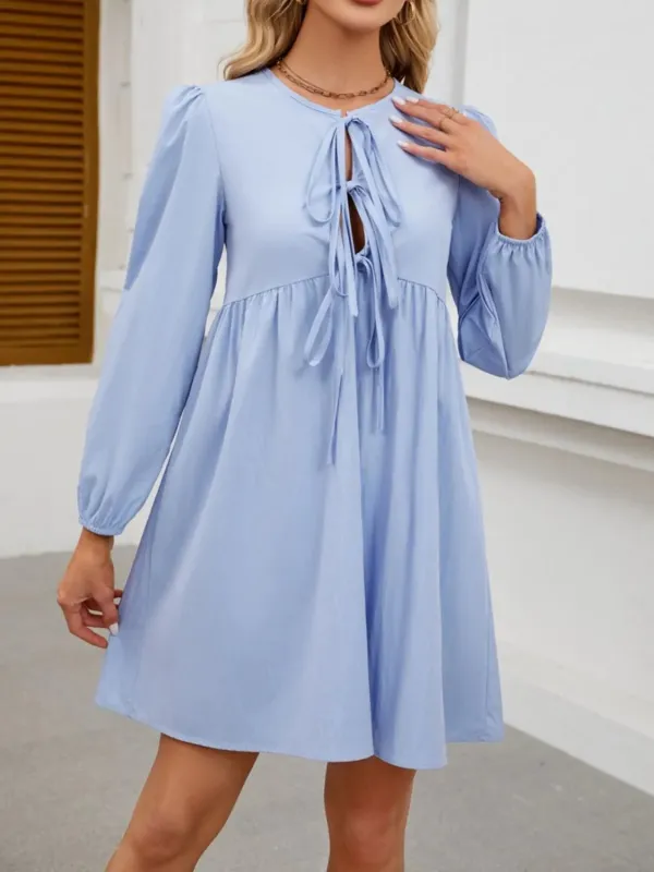 Tie Front Long Sleeve Mini Dress sold by Gigi Laurent