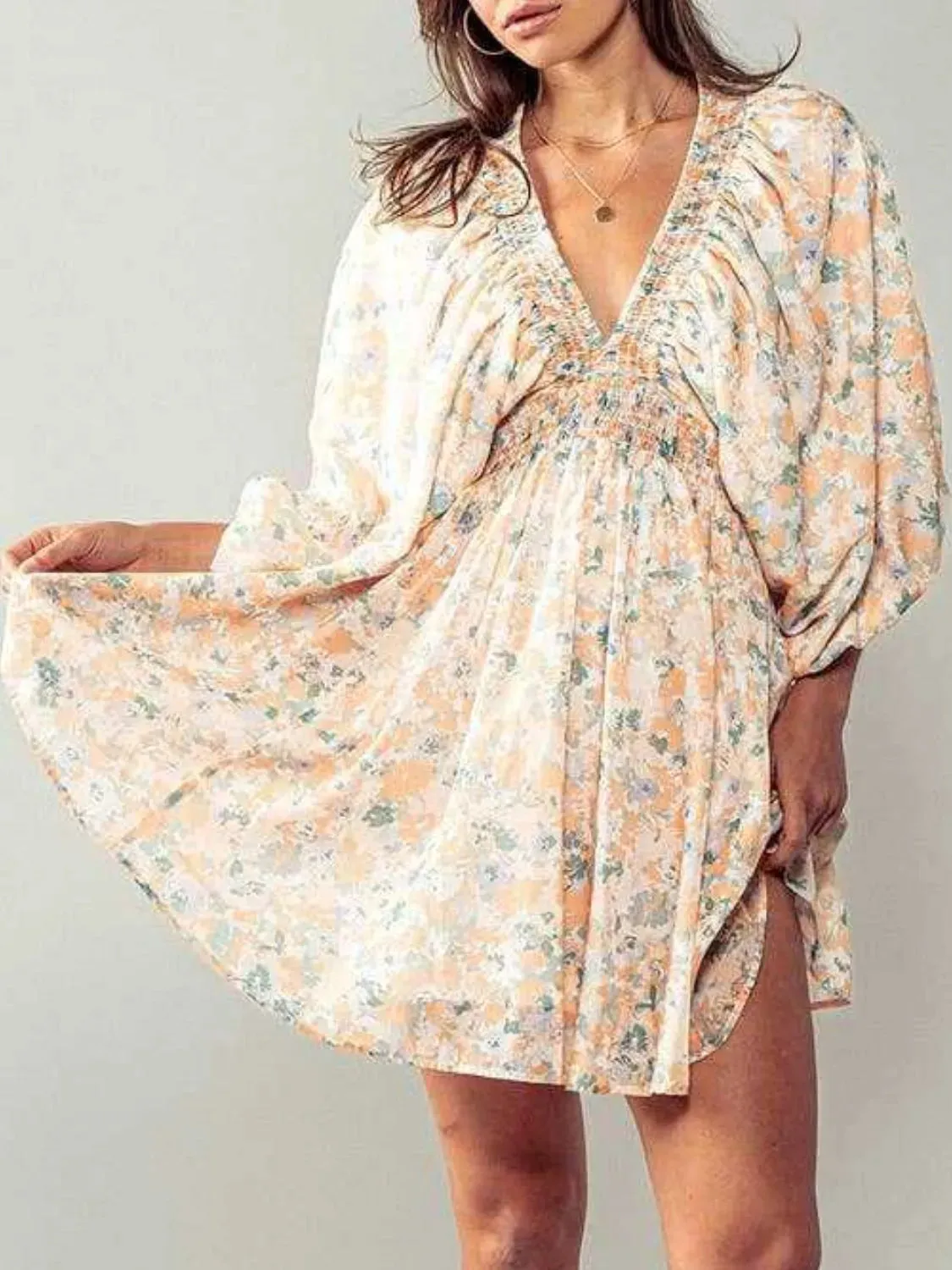 Floral V-Neck Balloon Sleeve Dress sold by Gigi Laurent product image thumbnail 2