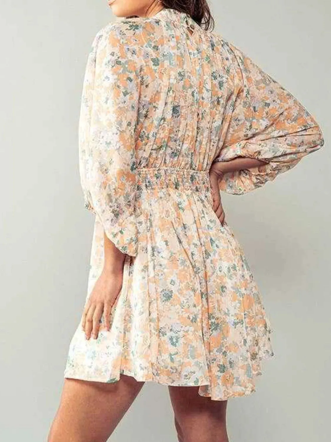 Floral V-Neck Balloon Sleeve Dress sold by Gigi Laurent product image thumbnail 4
