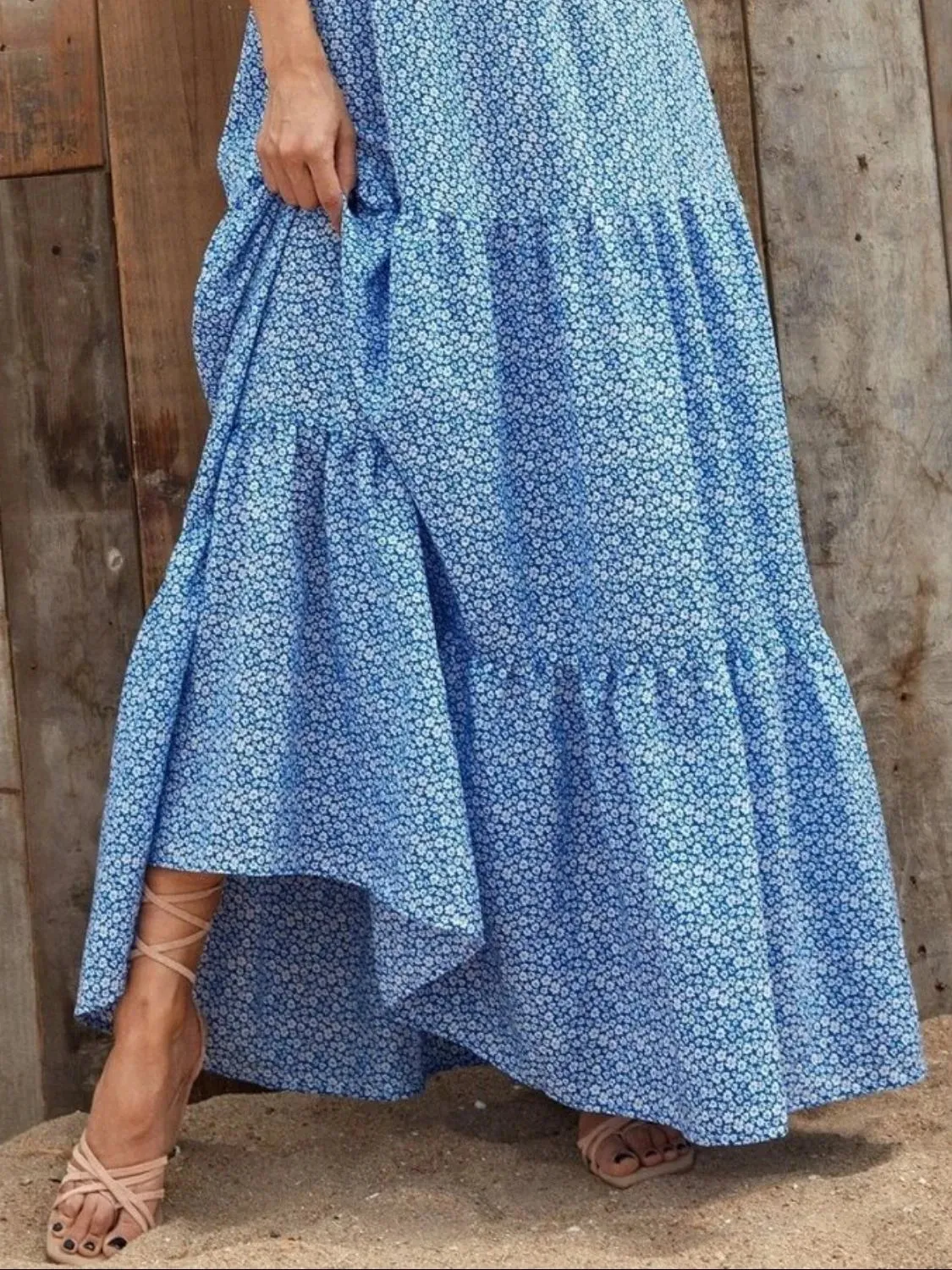 Printed V-Neck Ruffled Cap Sleeve Maxi Dress sold by Gigi Laurent product image thumbnail 2