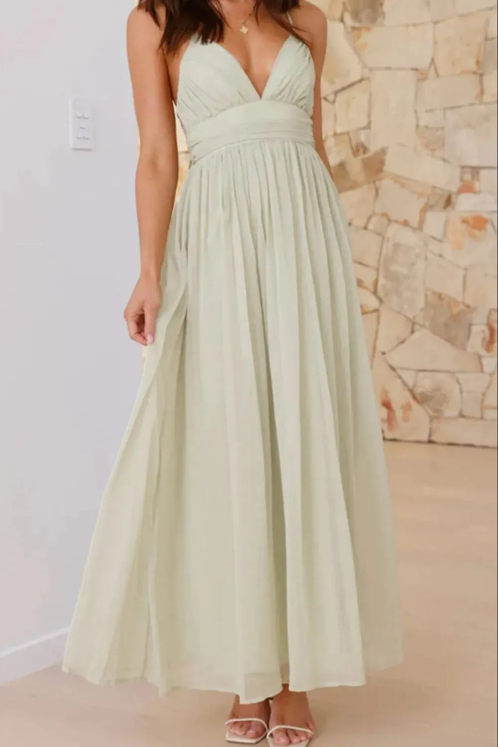 Ruched V-Neck Cami Dress sold by Gigi Laurent product image thumbnail 3