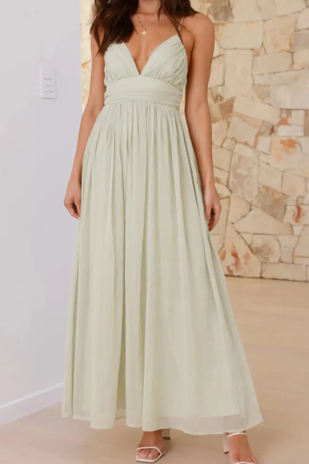 Ruched V-Neck Cami Dress sold by Gigi Laurent product image thumbnail 4