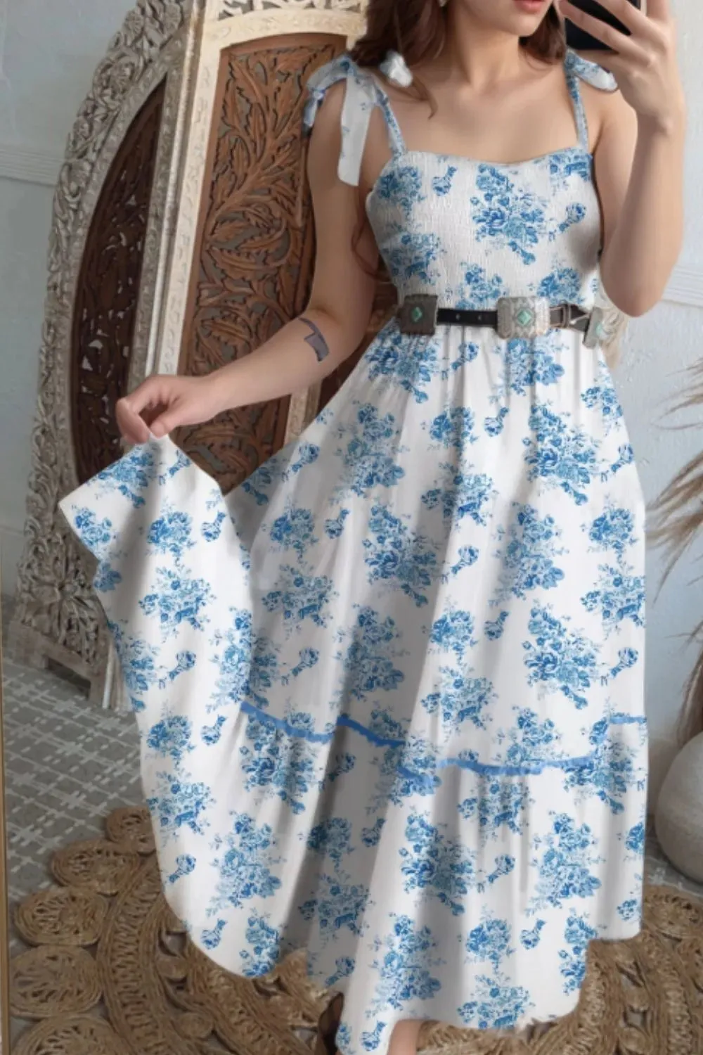 Printed Tie Shoulder Dress sold by Gigi Laurent