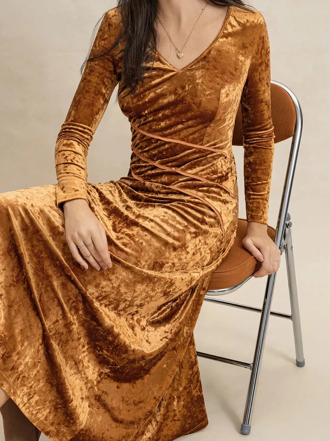 V-Neck Long Sleeve Midi Dress sold by Gigi Laurent product image thumbnail 5