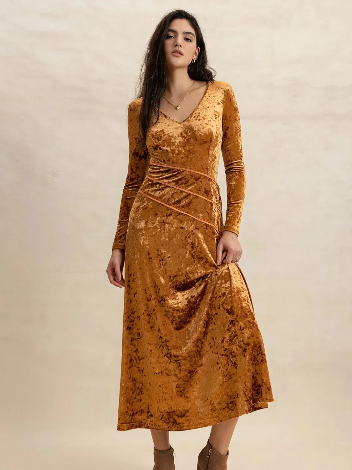 V-Neck Long Sleeve Midi Dress sold by Gigi Laurent product image thumbnail 3