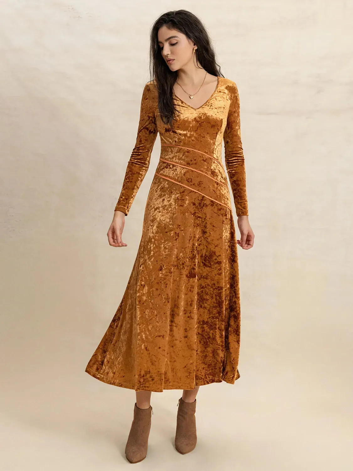 V-Neck Long Sleeve Midi Dress sold by Gigi Laurent product image thumbnail 4