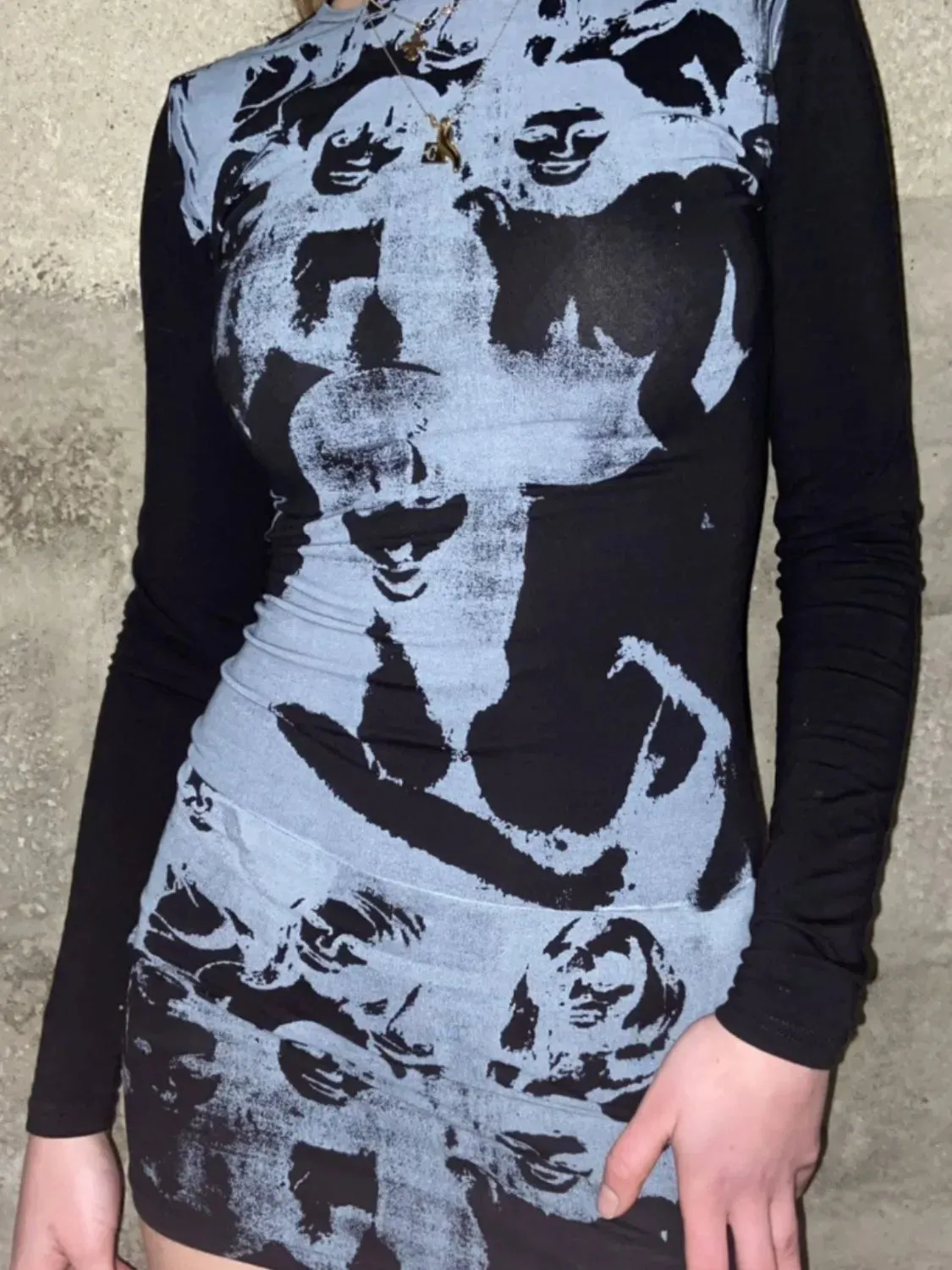 Printed Round Neck Long Sleeve Mini Dress sold by Gigi Laurent