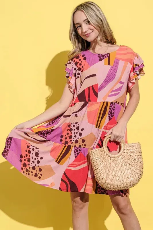 And The Why Printed Double Ruffles Sleeve Dress sold by Gigi Laurent product image thumbnail 2