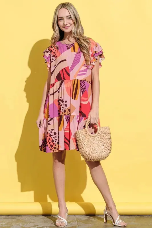 And The Why Printed Double Ruffles Sleeve Dress sold by Gigi Laurent product image thumbnail 4