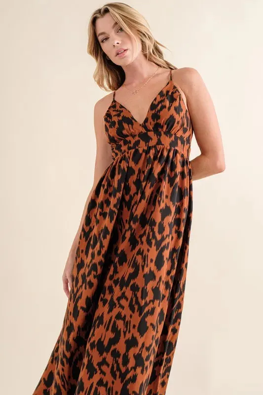 And The Why Leopard Print Plunge Maxi Dress sold by Gigi Laurent