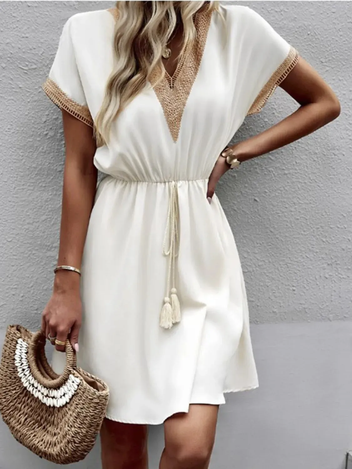 Full Size V-Neck Short Sleeve Dress Plus Size sold by Gigi Laurent product image thumbnail 5