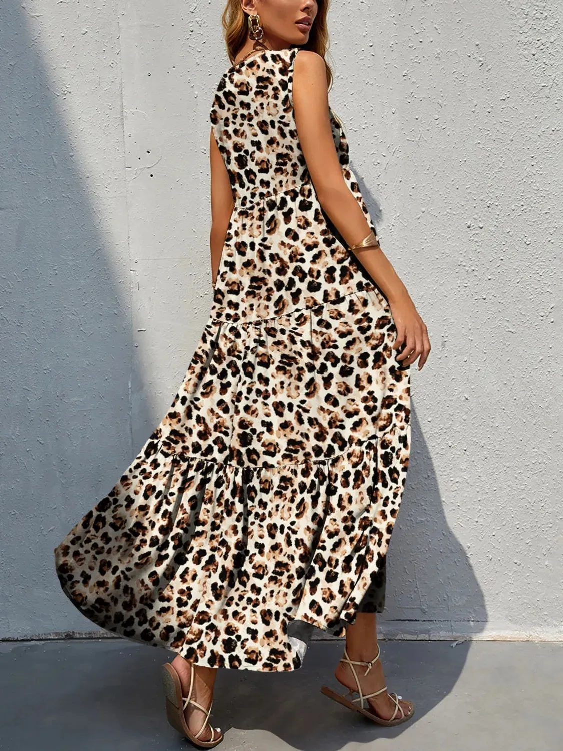 Printed V-Neck Tiered Maxi Tank Dress sold by Gigi Laurent product image thumbnail 2