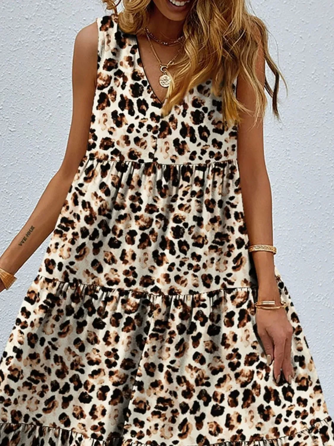 Printed V-Neck Tiered Maxi Tank Dress sold by Gigi Laurent product image thumbnail 3