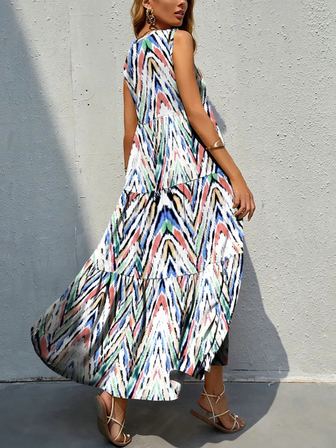 Printed V-Neck Tiered Maxi Tank Dress sold by Gigi Laurent product image thumbnail 5